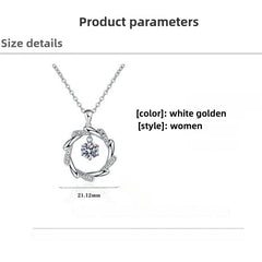 Collar de moissanita bañado en oro blanco para mujer