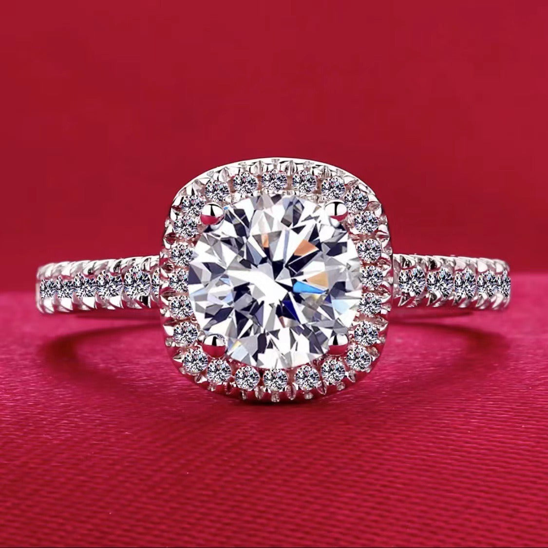 2 Carat Square-Cut Cubic Zirconia Adjustable Ring - 3.79g with Accented Stones