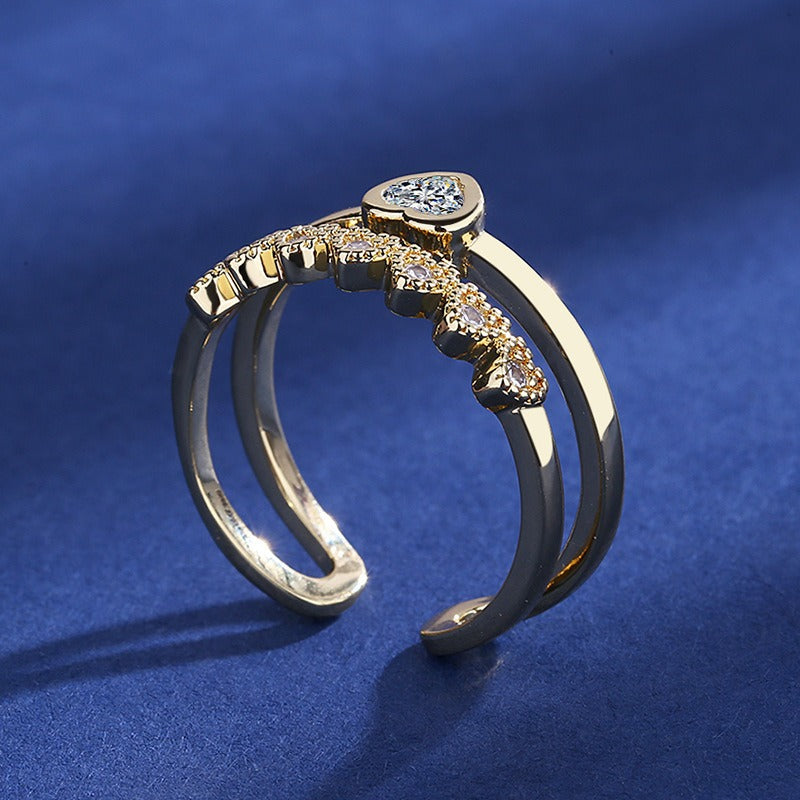 Anillo ajustable de circonita cúbica de 1 quilate: estilo chica limpia sin níquel para combinar fácilmente.