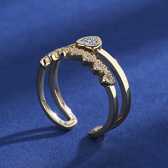 Anillo ajustable de circonita cúbica de 1 quilate: estilo chica limpia sin níquel para combinar fácilmente.