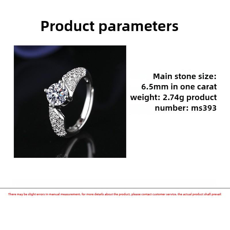 Adjustable 1 Carat Moissanite Ring (6.5mm) - Hypoallergenic & Lightweight Jewelry