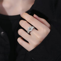 5 Carat Cubic Zirconia Hearts & Arrows Ring - Channel-Set Wide Band in S925