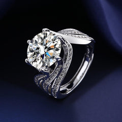 11mm 5 Carat Cubic Zirconia Adjustable Ring in S925 - Hypoallergenic & Lightweight
