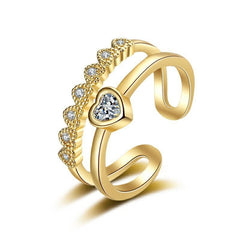 Anillo ajustable de circonita cúbica de 1 quilate: estilo chica limpia sin níquel para combinar fácilmente.