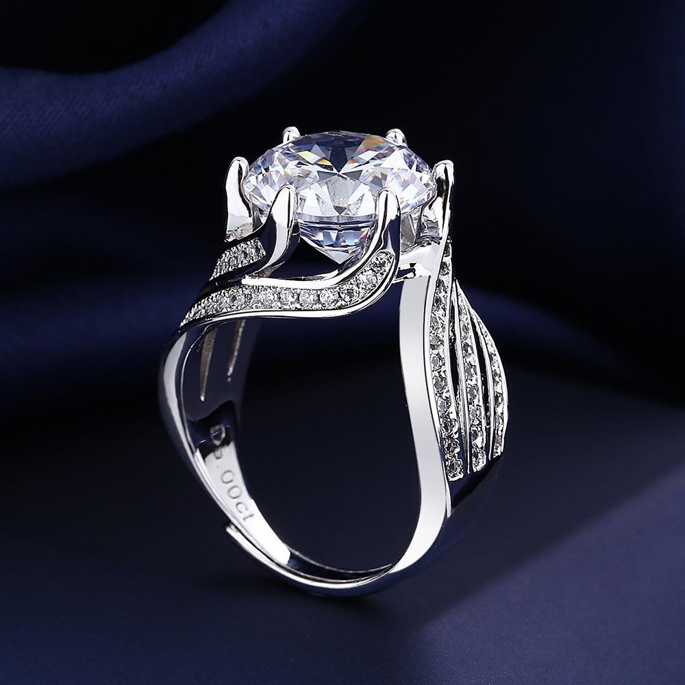 11mm 5 Carat Cubic Zirconia Adjustable Ring in S925 - Hypoallergenic & Lightweight