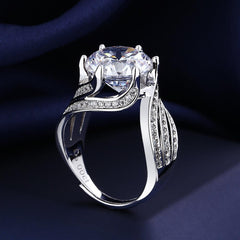 11mm 5 Carat Cubic Zirconia Adjustable Ring in S925 - Hypoallergenic & Lightweight