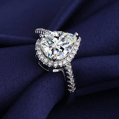Adjustable 2-Carat Teardrop Zircon Women's Ring - 3.4g, Intricate Accents