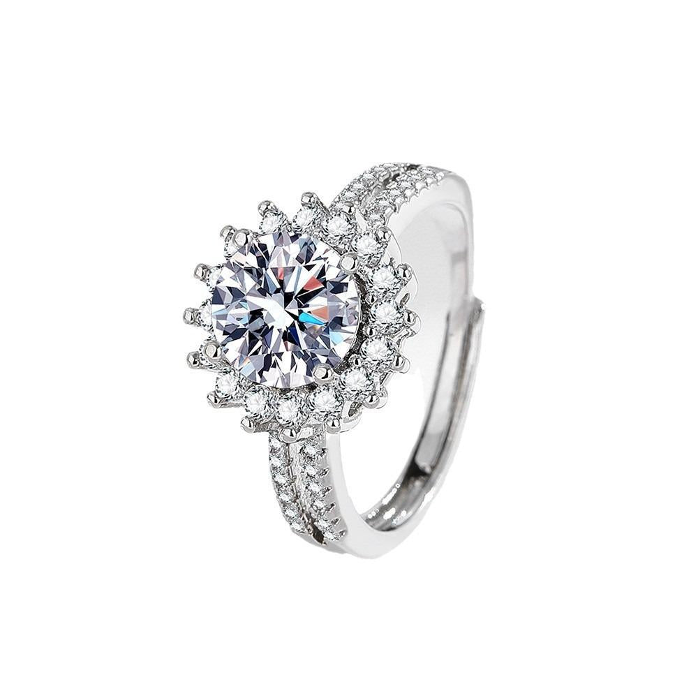 2 Carat Cubic Zirconia Adjustable Ring - Hypoallergenic & Stackable