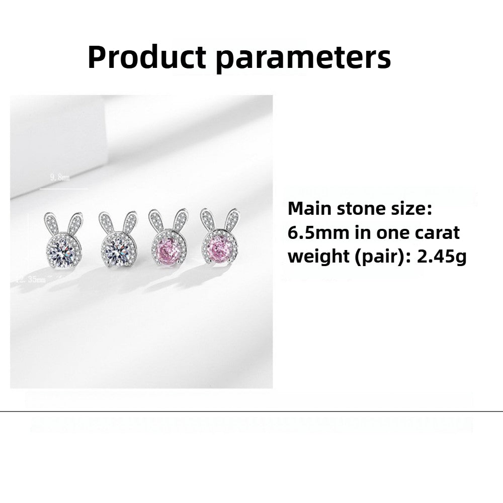 Elegantes pendientes de moissanita de plata S925 con baño de conejo para mujer