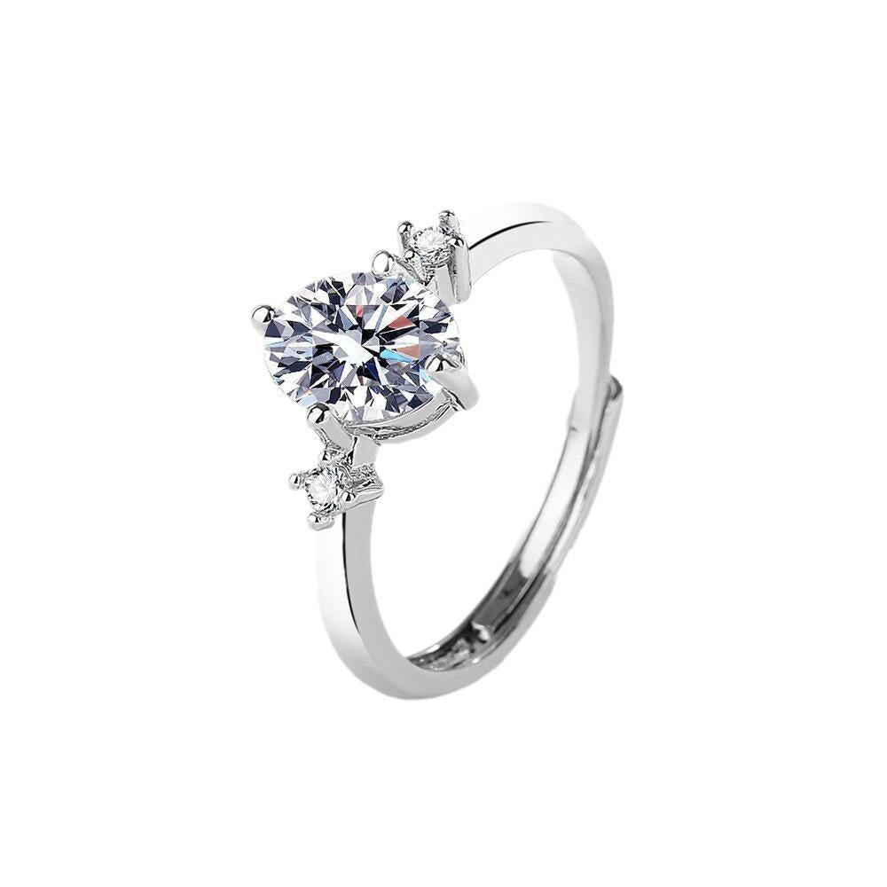 Oval Moissanite Adjustable Ring in S925