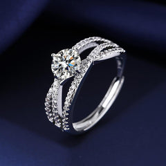 1 Carat Cubic Zirconia Stackable Adjustable Ring