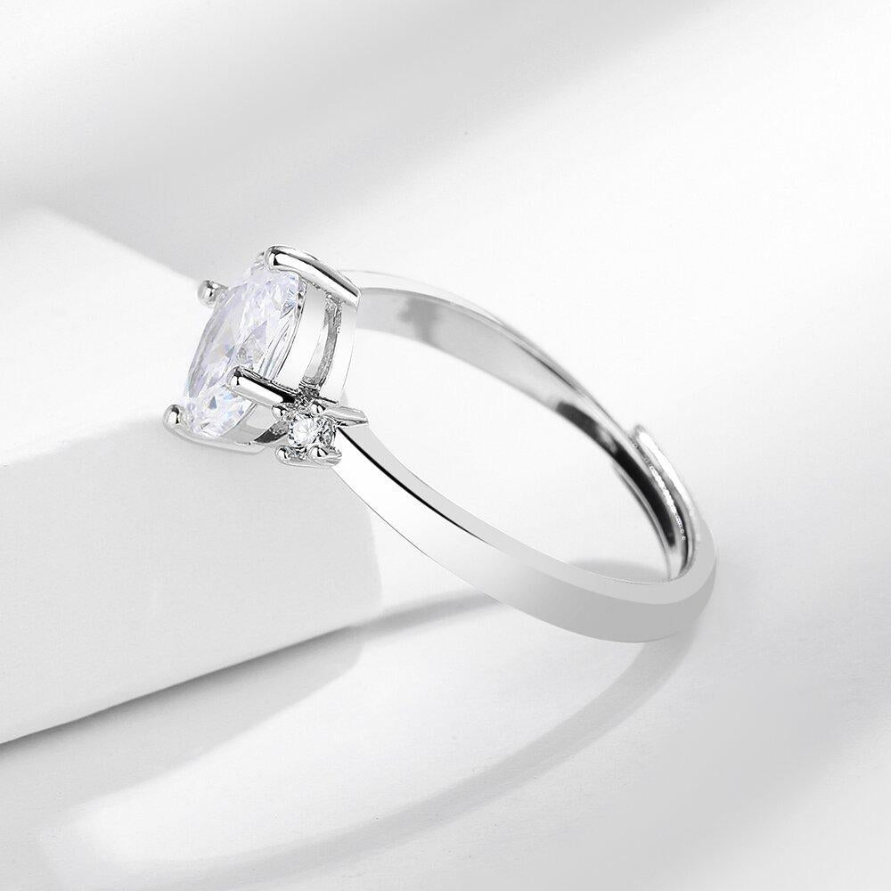 Oval Moissanite Adjustable Ring in S925