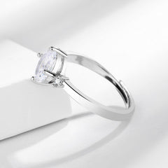 Oval Moissanite Adjustable Ring in S925