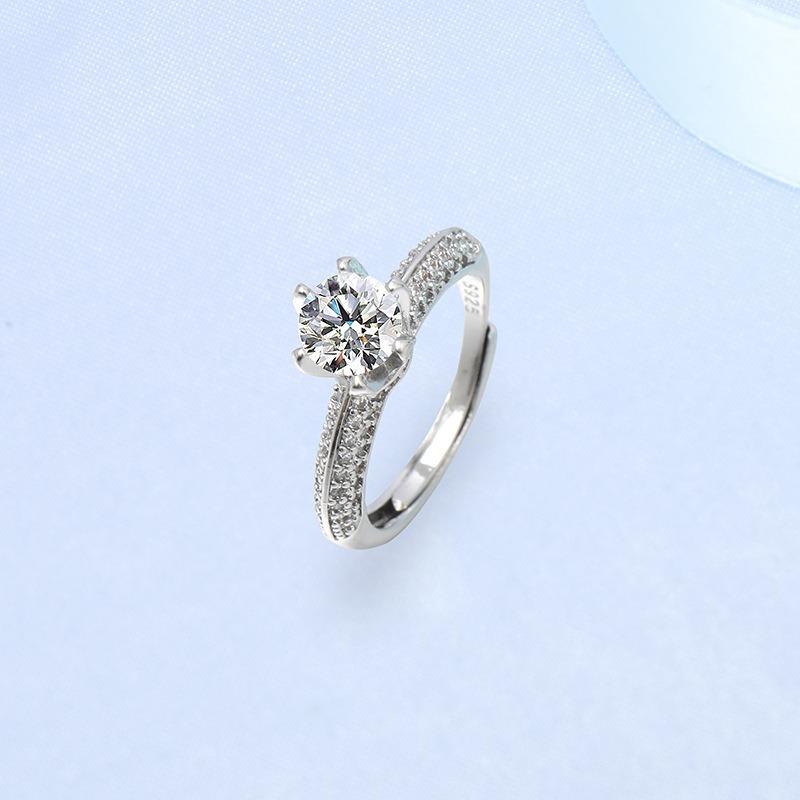 1 Carat Cubic Zirconia Adjustable Ring - Delicate S925 Design & Hypoallergenic