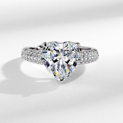 5 Carat Heart Cubic Zirconia Adjustable Ring - Nickel-Free & Hypoallergenic Lightweight Jewelry