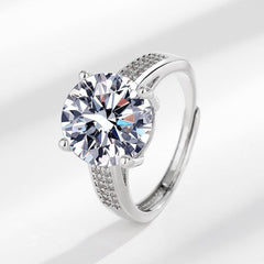 5 Carat Cubic Zirconia Adjustable Ring - Pavé Accents in Minimalist Design