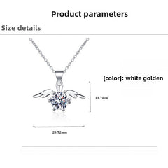Women's Fashion Two Carat Angel Wing Moissanite Necklace