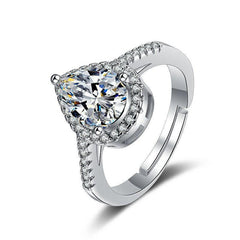 Adjustable 2-Carat Teardrop Zircon Women's Ring - 3.4g, Intricate Accents