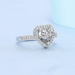 1 Carat Heart Moissanite Adjustable Ring - Hypoallergenic & 2.6g Lightweight