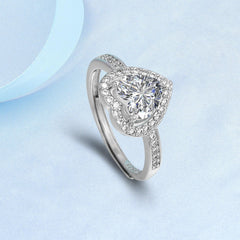 1 Carat Heart Moissanite Adjustable Ring - Hypoallergenic & 2.6g Lightweight