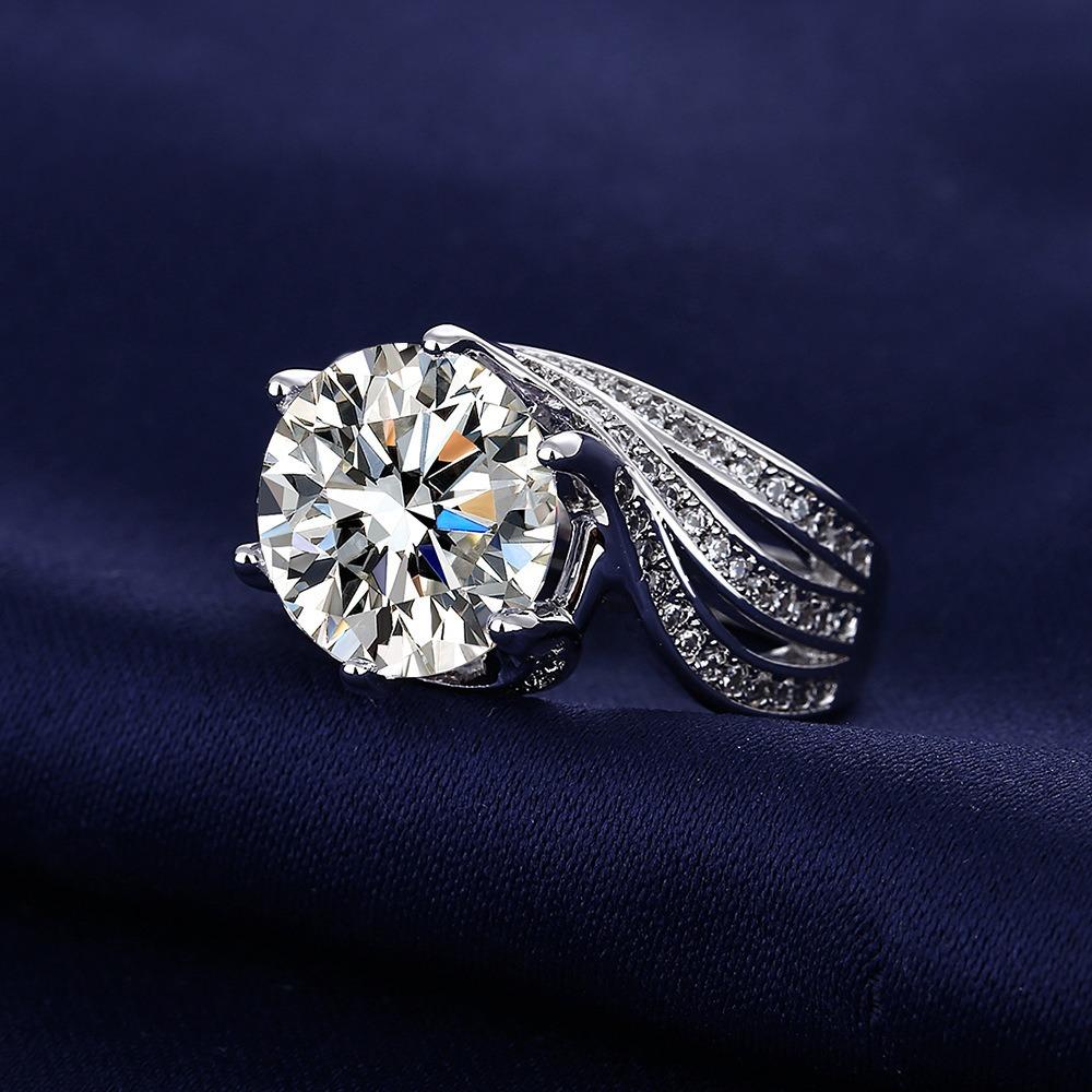 11mm 5 Carat Cubic Zirconia Adjustable Ring in S925 - Hypoallergenic & Lightweight