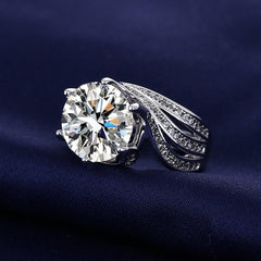 11mm 5 Carat Cubic Zirconia Adjustable Ring in S925 - Hypoallergenic & Lightweight