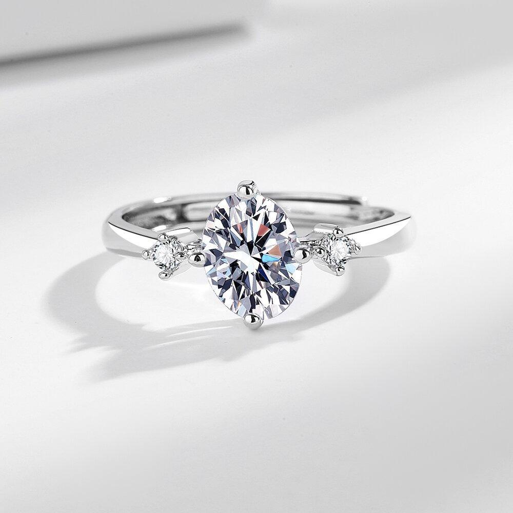 Oval Moissanite Adjustable Ring in S925