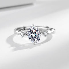 Oval Moissanite Adjustable Ring in S925