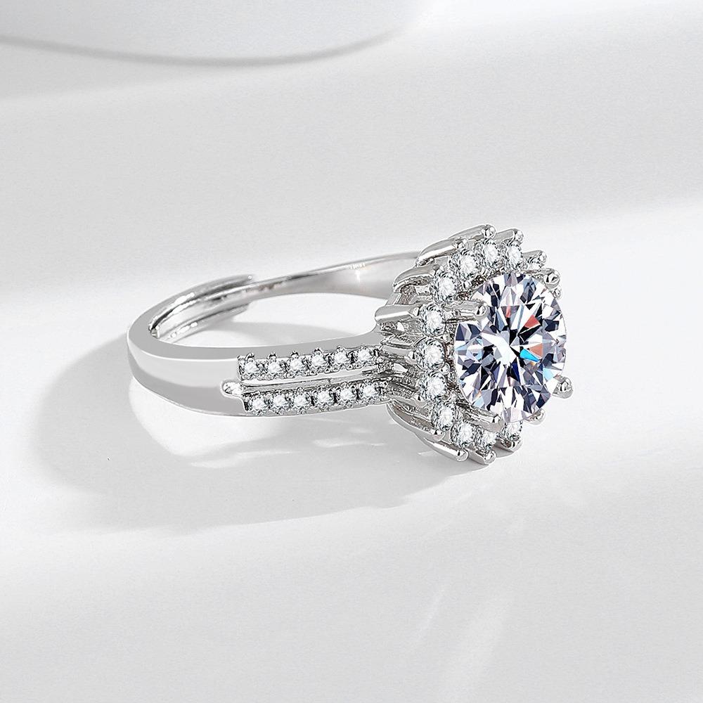2 Carat Cubic Zirconia Adjustable Ring - Hypoallergenic & Stackable