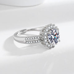 2 Carat Cubic Zirconia Adjustable Ring - Hypoallergenic & Stackable