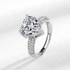 5 Carat Heart Cubic Zirconia Adjustable Ring - Nickel-Free & Hypoallergenic Lightweight Jewelry