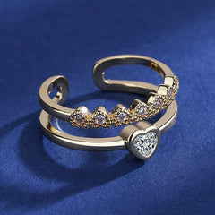 Anillo ajustable de circonita cúbica de 1 quilate: estilo chica limpia sin níquel para combinar fácilmente.