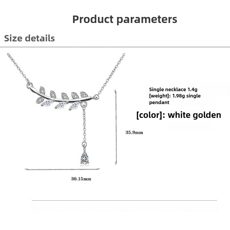 Elegant Leaf Moissanite Women's Necklace