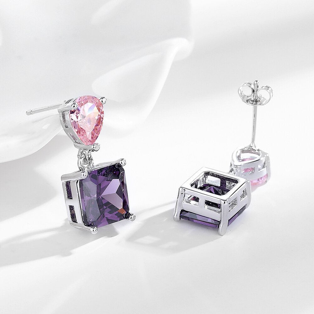 Pendientes de moissanita cuadrados para mujer, elegantes y de moda.