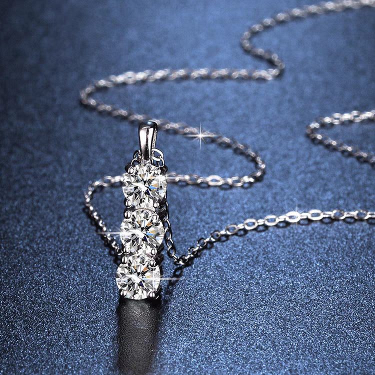 Hypoallergenic Necklace with 3x5mm Moissanite Stones