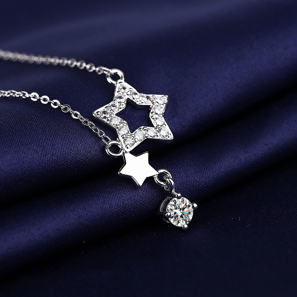 Women's Five-pointed Star Tassel Moissanite Necklace