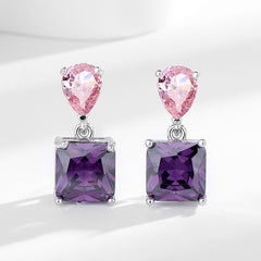 Pendientes de moissanita cuadrados para mujer, elegantes y de moda.