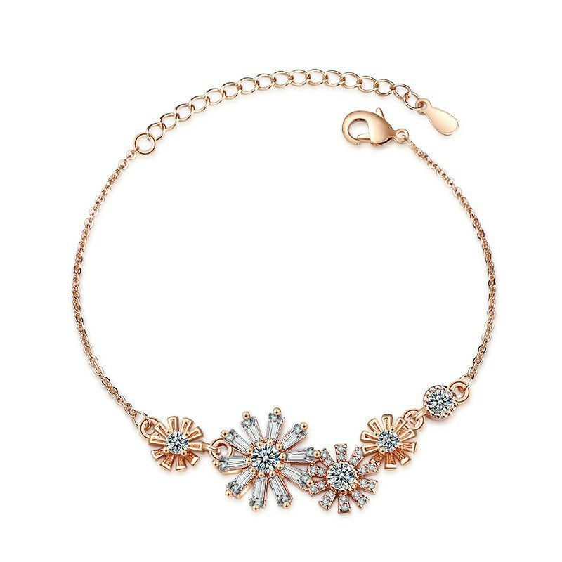 Dainty Sunflower Bracelet - Minimalist Gold Tone Floral Design
