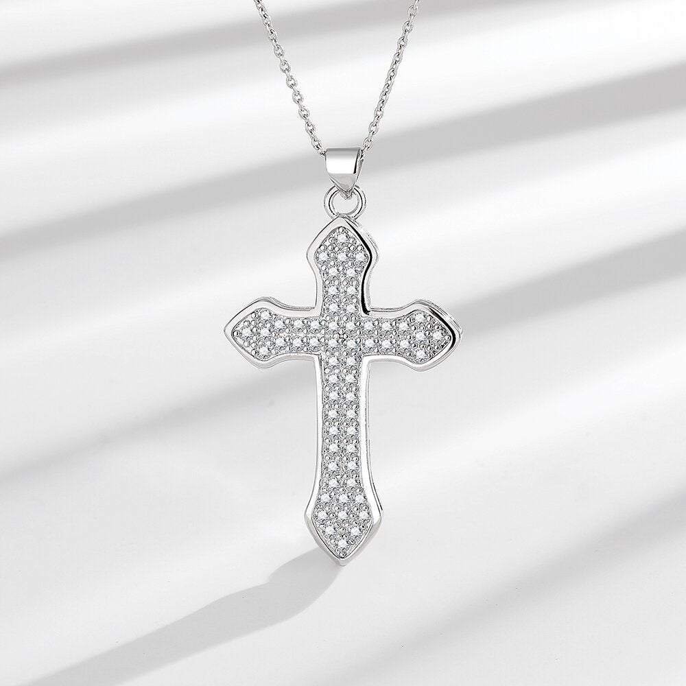 Elegant and stylish women's cross moissanite necklace