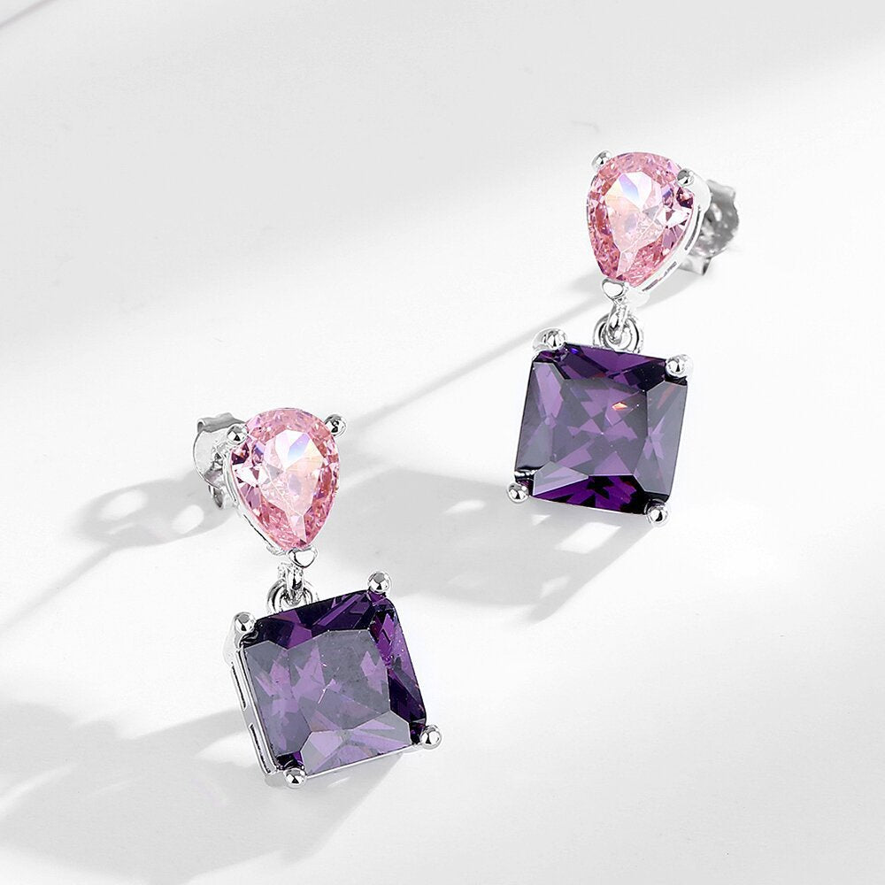 Pendientes de moissanita cuadrados para mujer, elegantes y de moda.