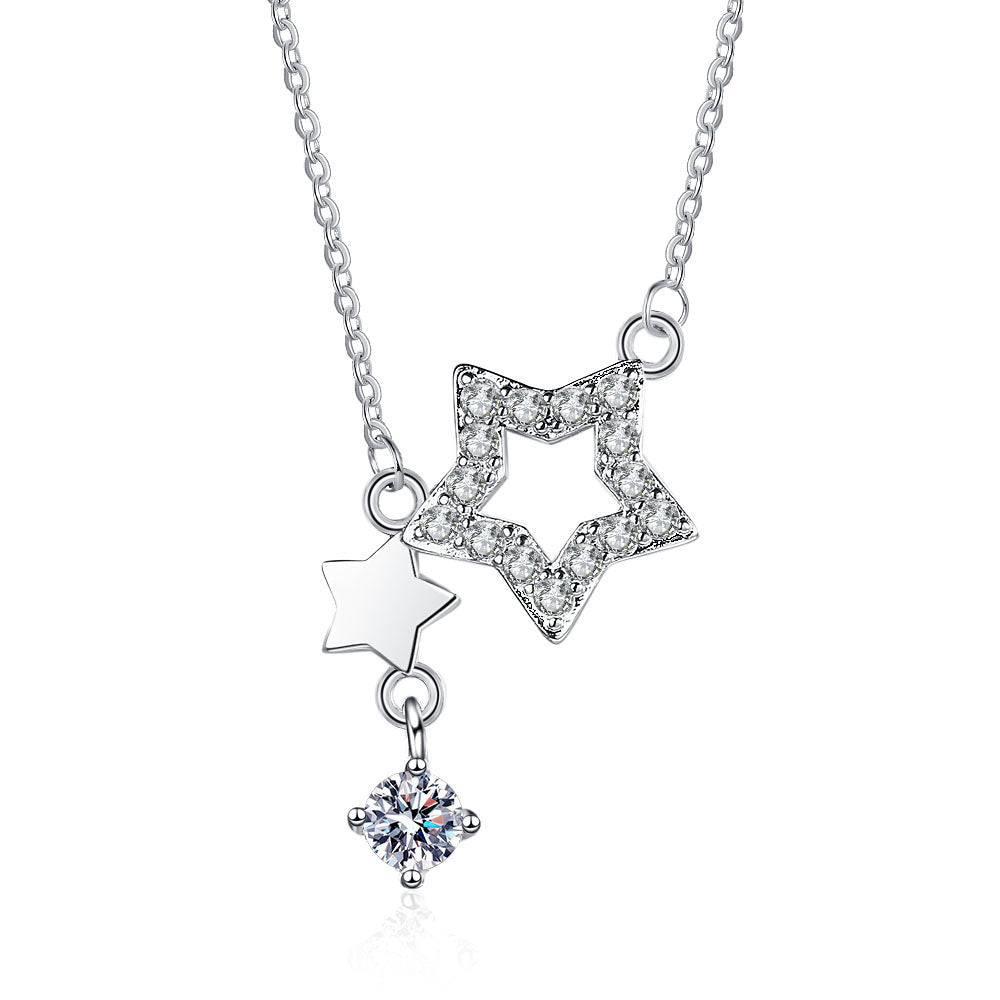 Women's Five-pointed Star Tassel Moissanite Necklace