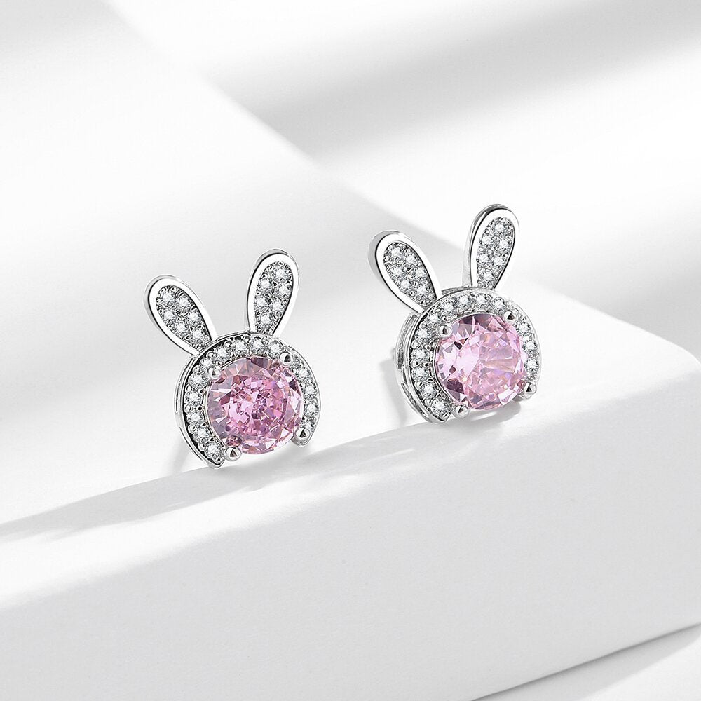 Elegantes pendientes de moissanita de plata S925 con baño de conejo para mujer