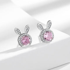 Elegantes pendientes de moissanita de plata S925 con baño de conejo para mujer