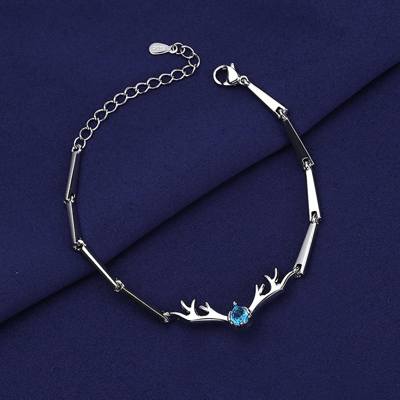 Pulsera de asta bañada en plata: joyería ajustable de inspiración natural para mujer