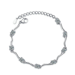 Pulsera plateada inspirada en el bambú para mujer: joyería elegante y ajustable