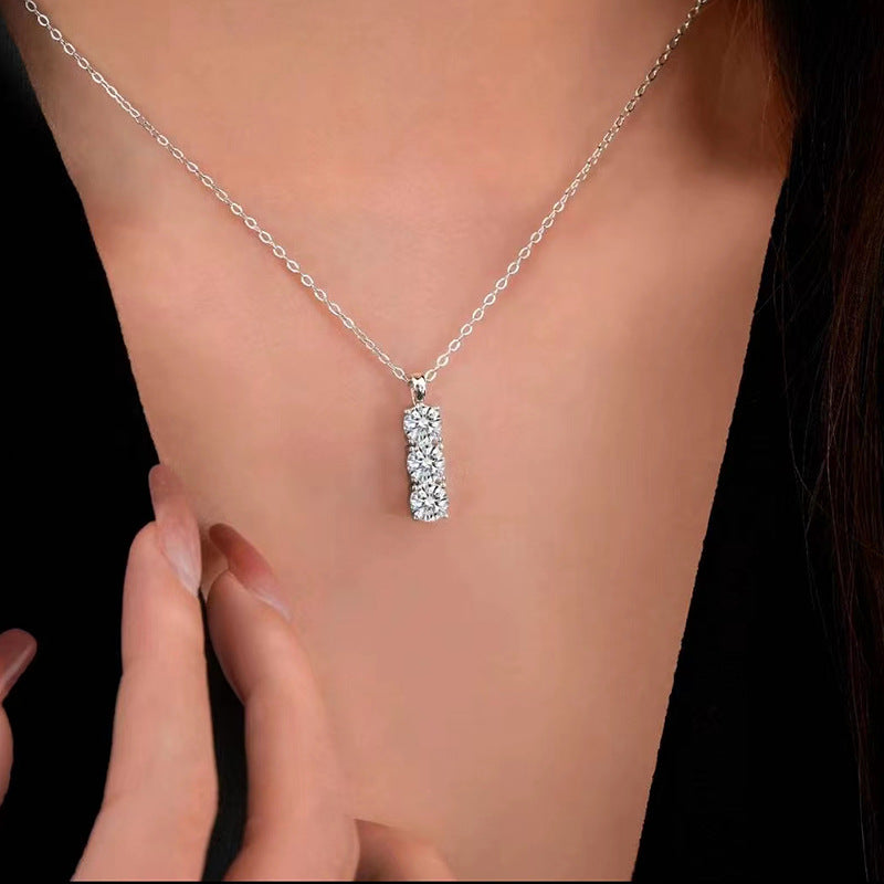Hypoallergenic Necklace with 3x5mm Moissanite Stones