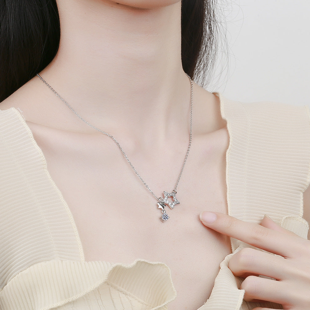 Women's Five-pointed Star Tassel Moissanite Necklace