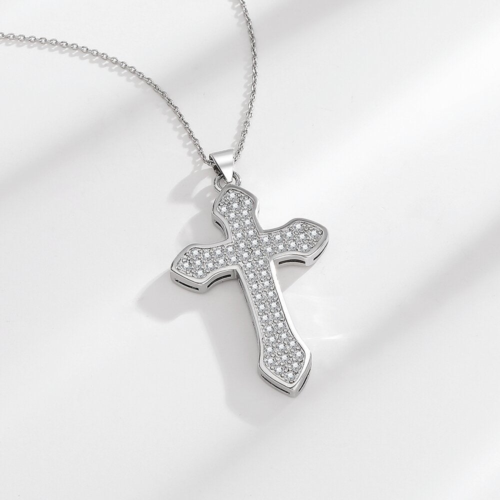 Elegant and stylish women's cross moissanite necklace