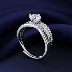 1 Carat Cubic Zirconia Stackable Adjustable Ring