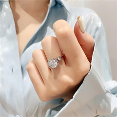 Adjustable Moissanite Pavé Ring - Hypoallergenic & Lightweight Jewelry